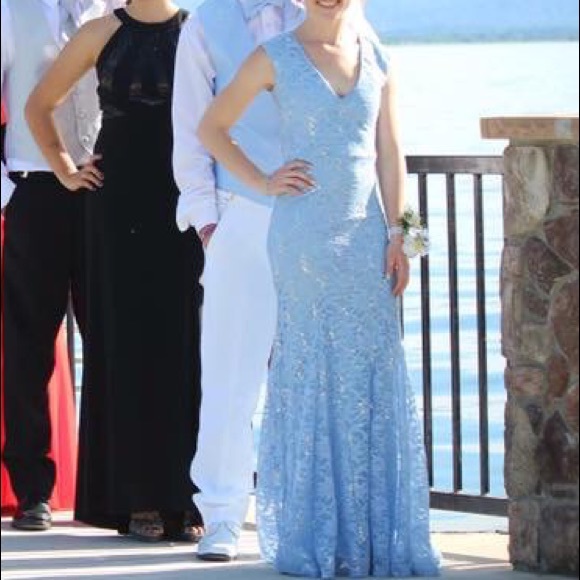 baby blue sequin prom dress